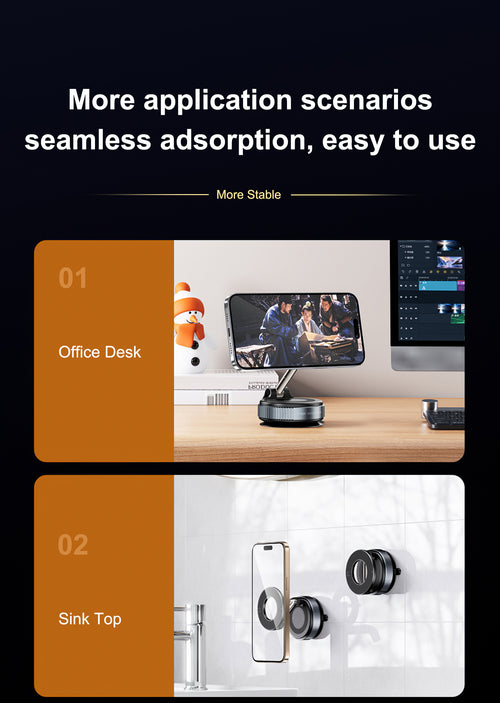 🔄 Rotation et Inclinaison Totale : Grâce à ses bras articulés et sa tête pivotante à 360°, ajustez l'angle de vue idéal en un clin d'œil, que ce soit pour la navigation GPS ou les appels en mains libres.